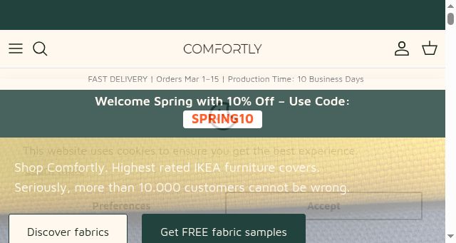 Screenshot of comfortly.com