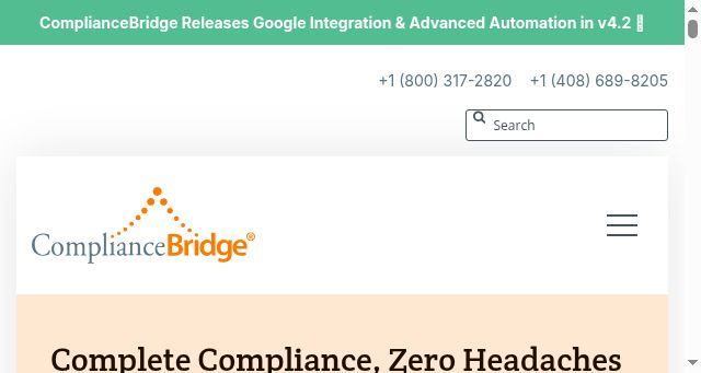 Screenshot of compliancebridge.com