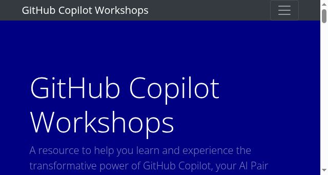 Screenshot of copilot-workshops.com