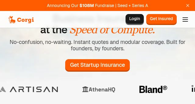 Screenshot of corgi.insure