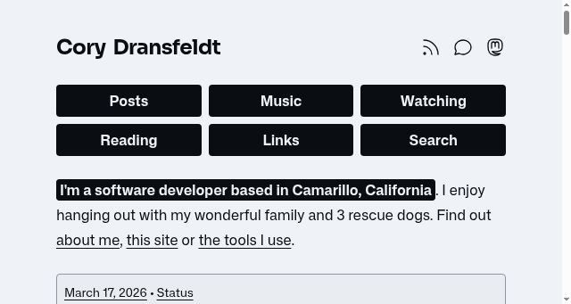 Screenshot of coryd.dev