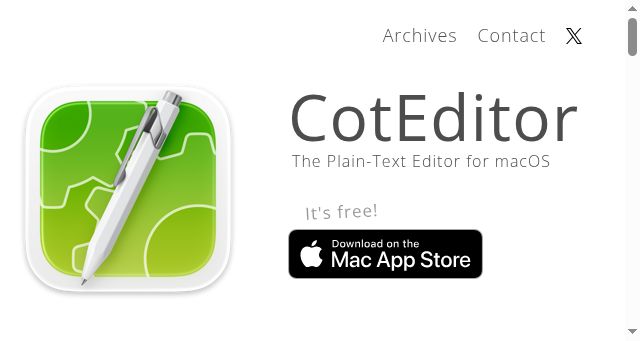 Screenshot of coteditor.com