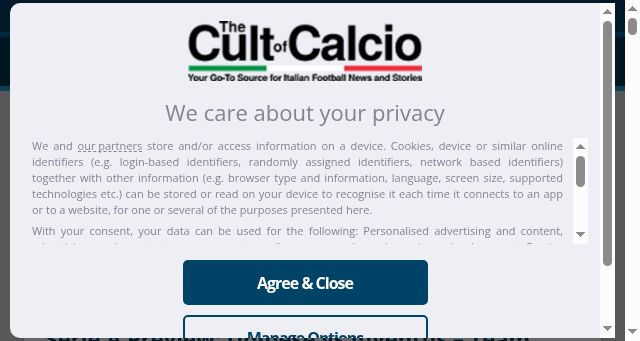 Screenshot of cultofcalcio.com