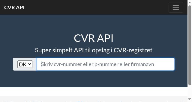 Screenshot of cvrapi.dk