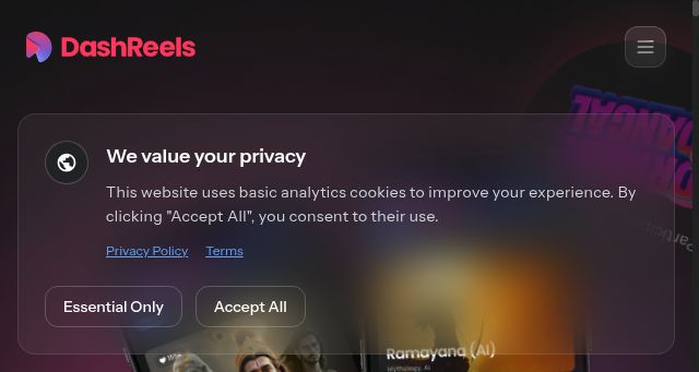 Screenshot of dashreels.com