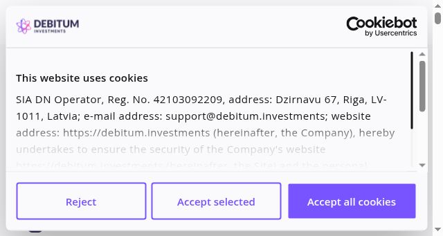 Screenshot of debitum.investments