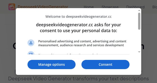 Screenshot of deepseekvideogenerator.cc