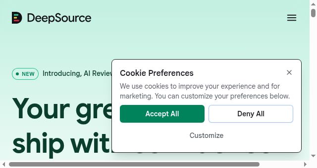 Screenshot of deepsource.com