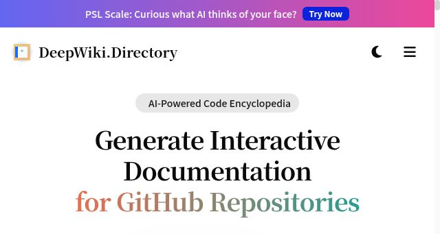 Screenshot of deepwiki.directory