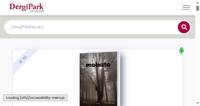 Screenshot of dergipark.org.tr