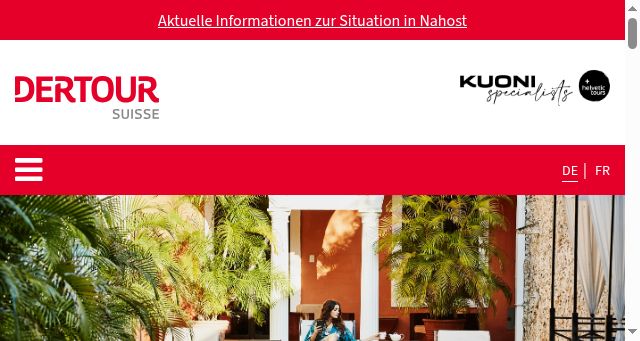 Screenshot of dertour-suisse.com