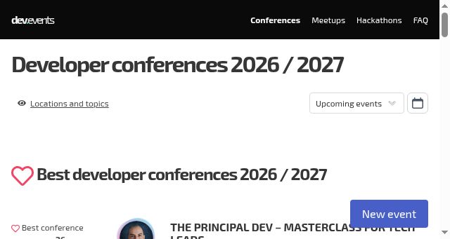 Screenshot of dev.events