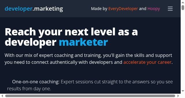 Screenshot of developer.marketing