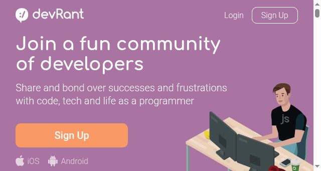 Screenshot of devrant.com