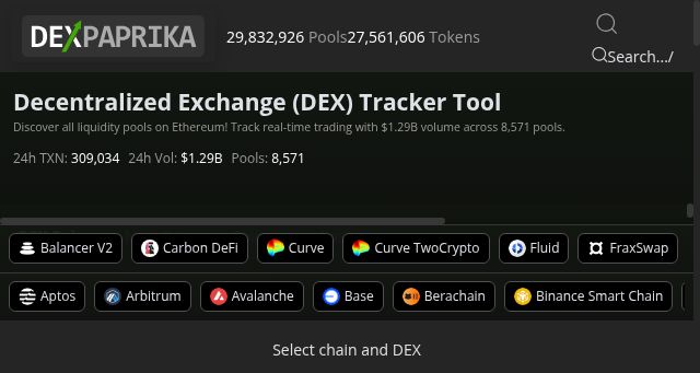 Screenshot of dexpaprika.com