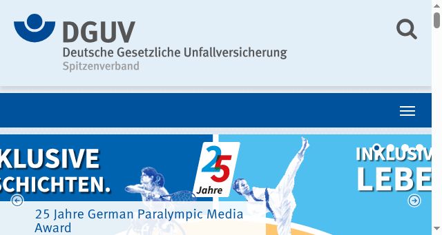 Screenshot of dguv.de