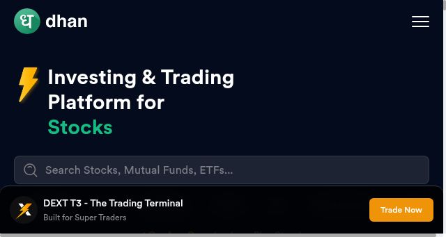 Screenshot of dhan.co