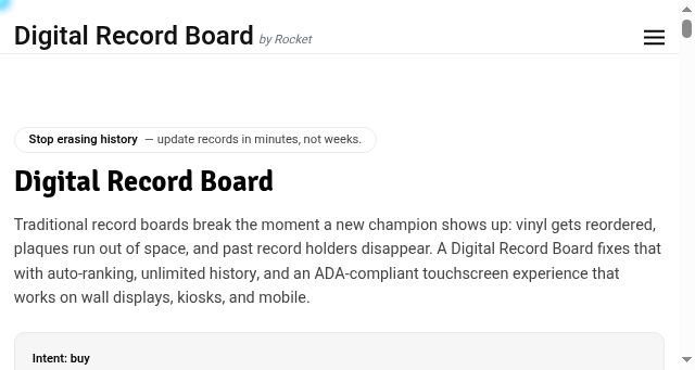 Screenshot of digitalrecordboard.com