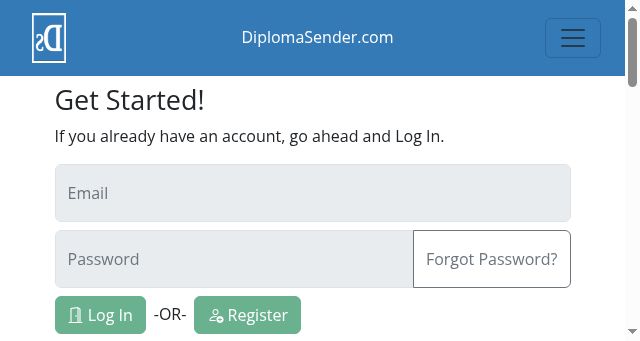 Screenshot of diplomasender.com