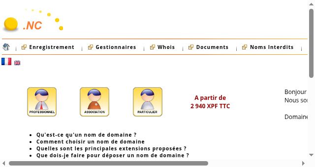 Screenshot of domaine.nc