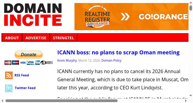 Screenshot of domainincite.com