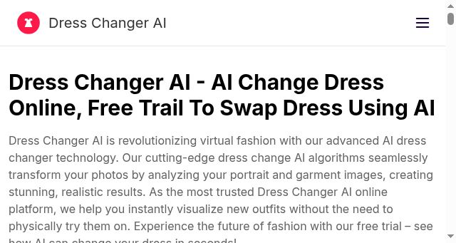 Screenshot of dresschangerai.online