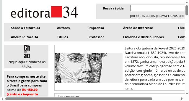 Screenshot of editora34.com.br