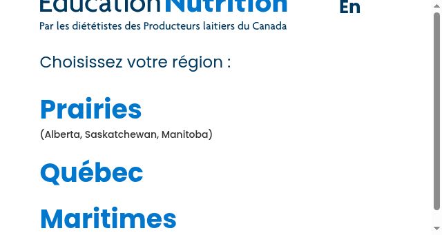 Screenshot of educationnutrition.ca