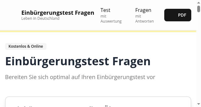 Screenshot of einbuergerungstestfragen.de