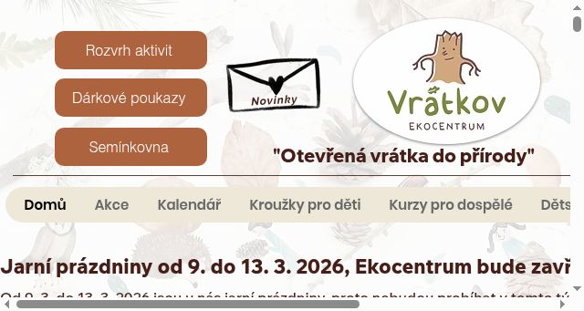 Screenshot of ekocentrumvratkov.cz