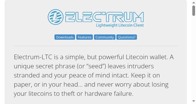 Screenshot of electrum-ltc.org