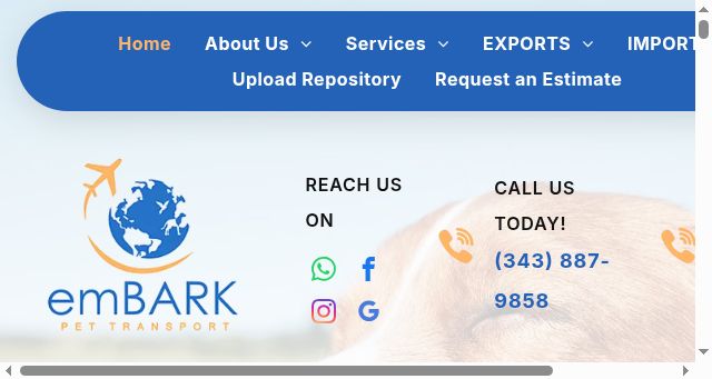 Screenshot of embarkpettransport.com