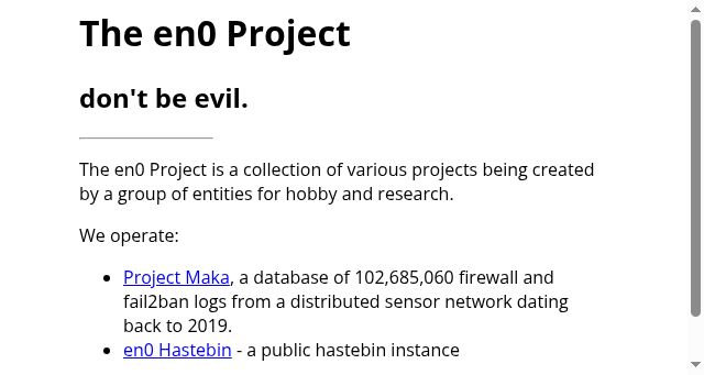 Screenshot of en0.io