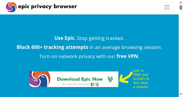 Screenshot of epicbrowser.com