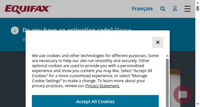 Screenshot of equifax.ca