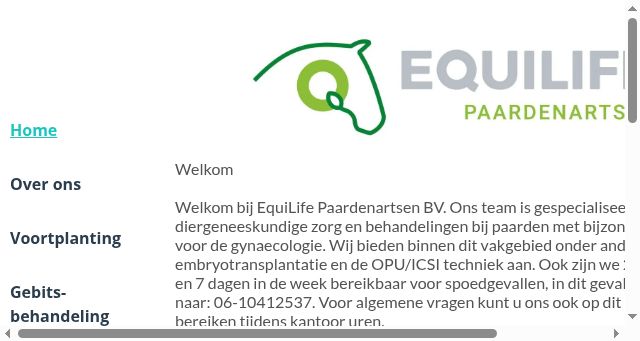 Screenshot of equilifepaardenartsen.nl