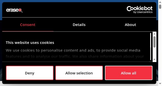 Screenshot of erase.com