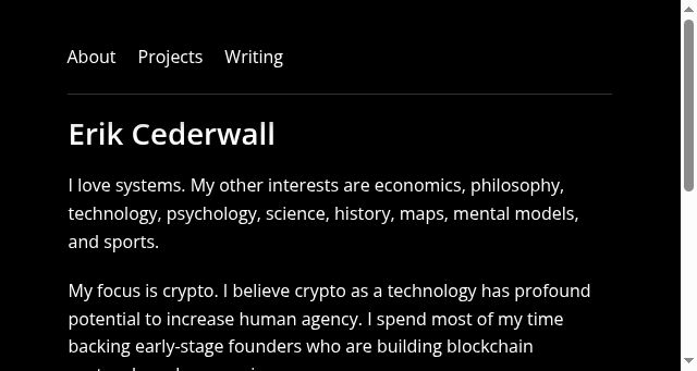 Screenshot of erikcederwall.com