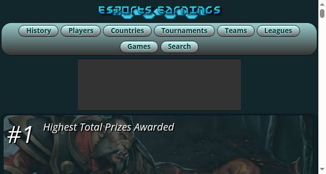 Screenshot of esportsearnings.com