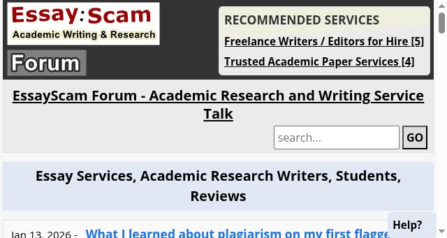 Screenshot of essayscam.org
