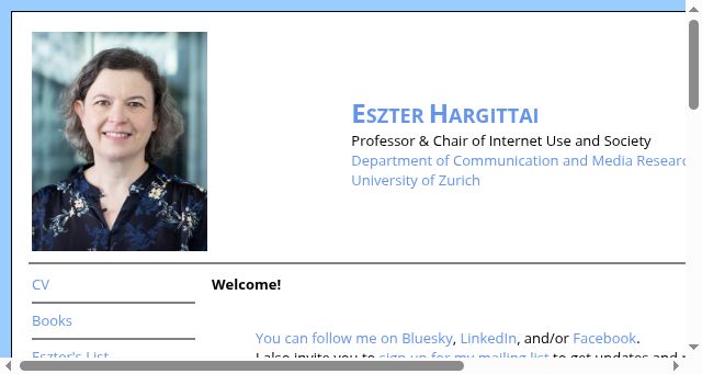 Screenshot of eszter.com