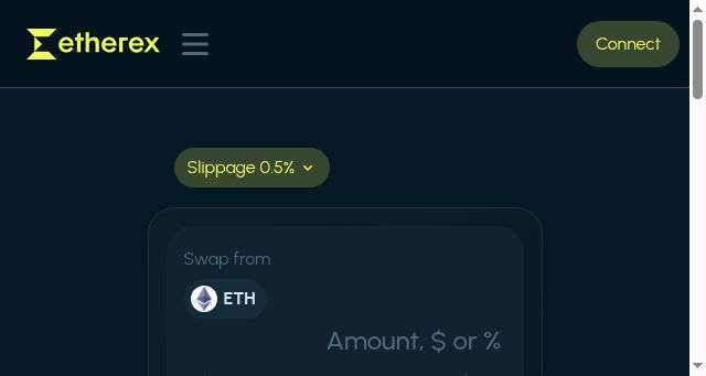 Screenshot of etherex.finance