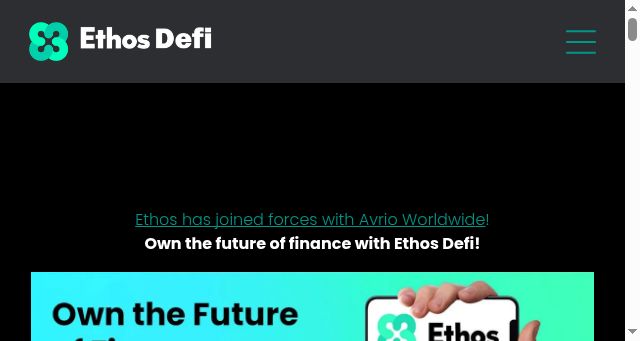 Screenshot of ethosdefi.com