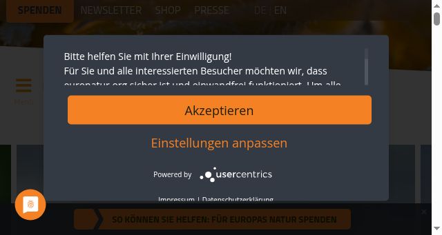 Screenshot of euronatur.org
