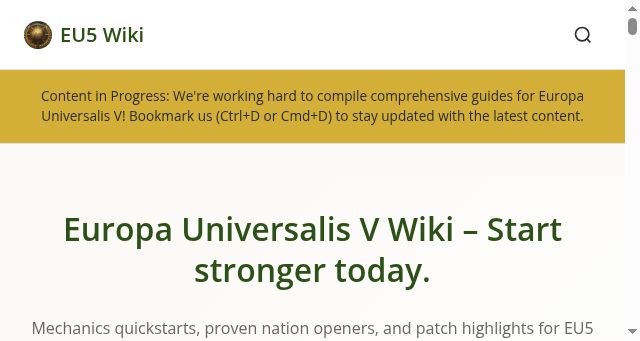 Screenshot of europauniversalisv.wiki