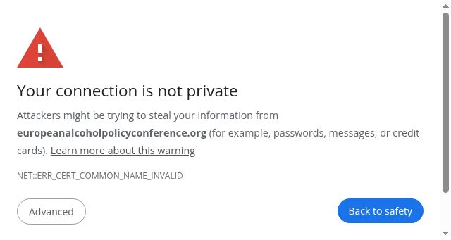 Screenshot of europeanalcoholpolicyconference.org