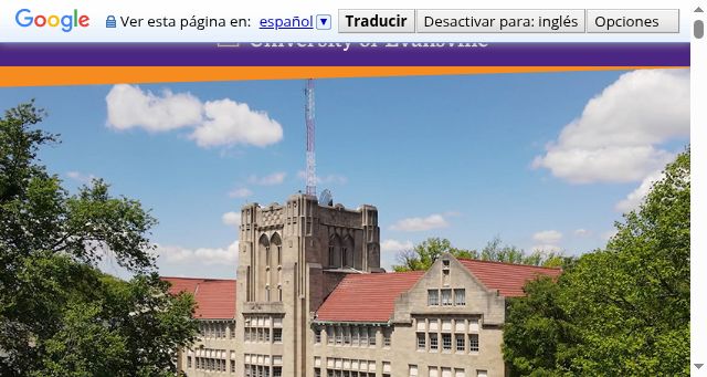 Screenshot of evansville.edu