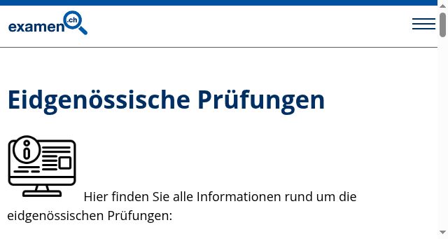 Screenshot of examen.ch