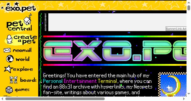 Screenshot of exo.pet