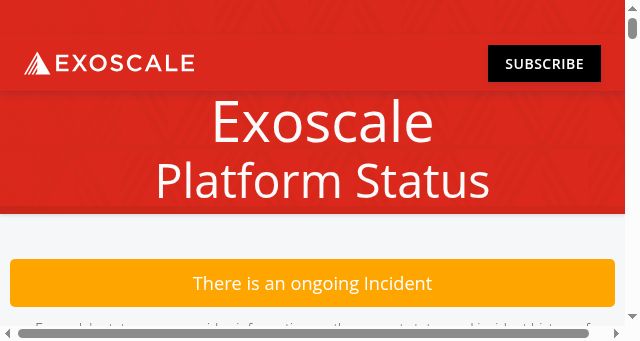 Screenshot of exoscalestatus.com